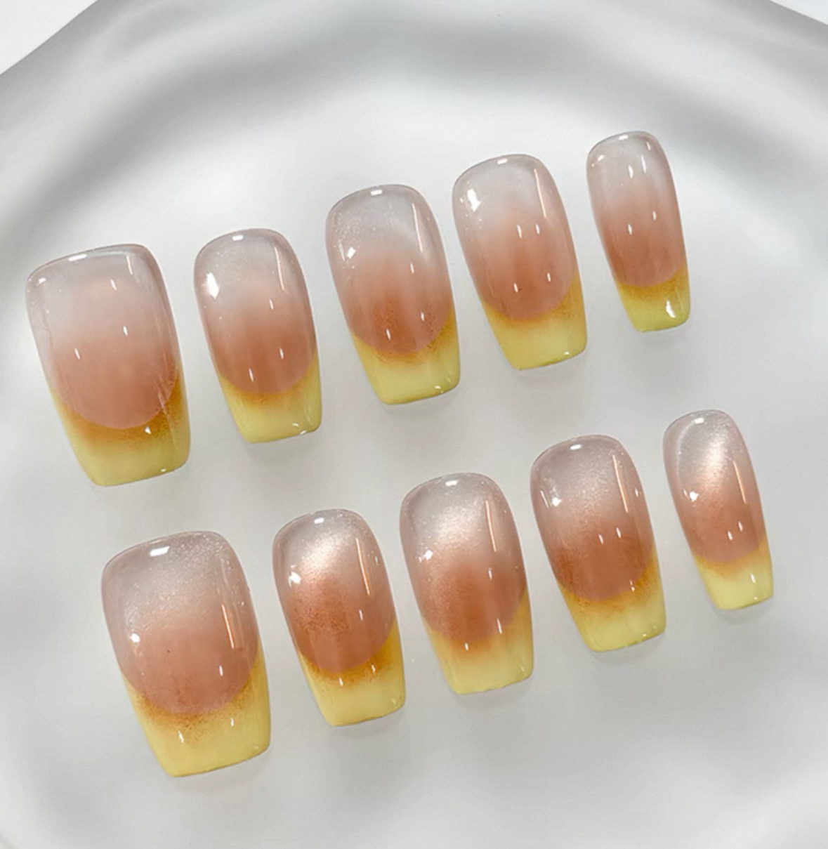 Everyday Cute - Soft Peach Ombre - Customizable Handcrafted Press On Nails