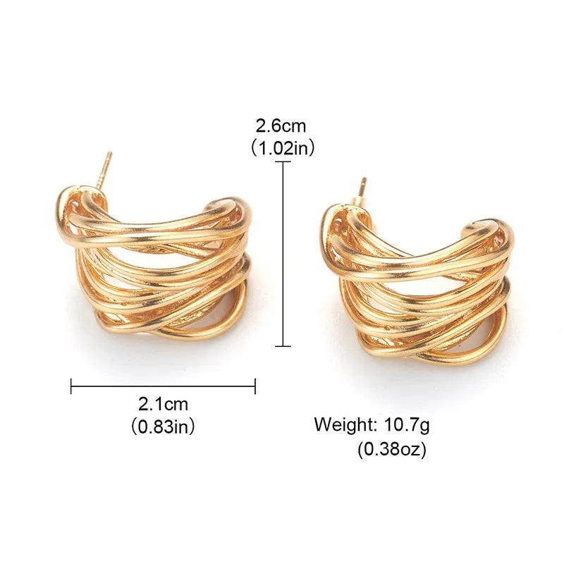 Twisted Gold Cuff Earrings - Elegant Charme