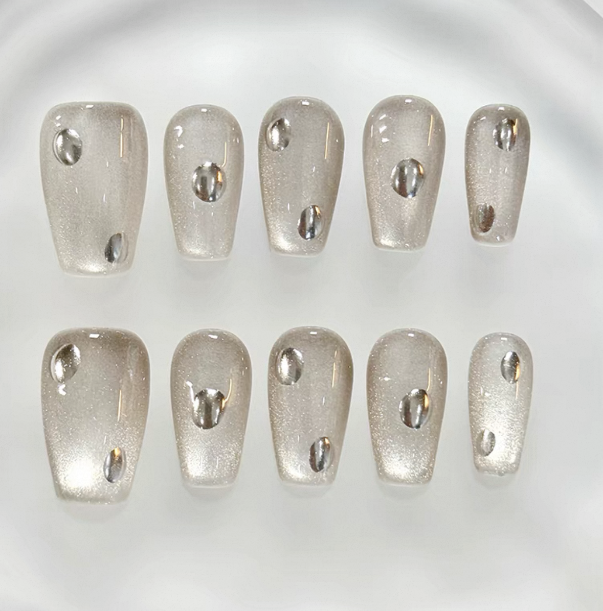 Everyday Cute - Shimmering Silver - Customizable Handcrafted Press On Nails