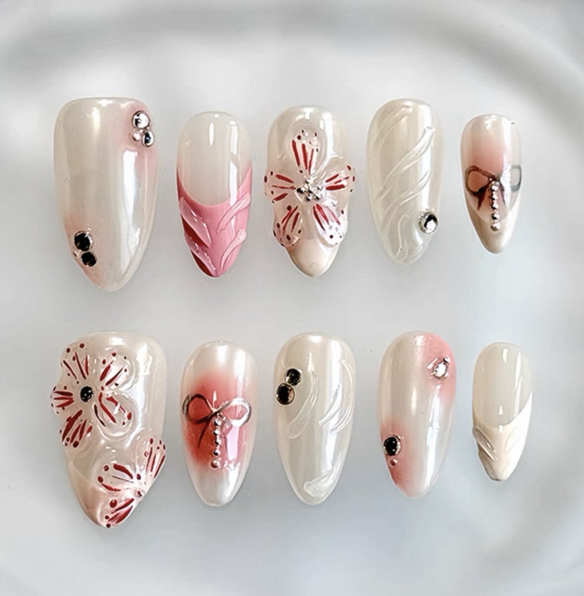 Everyday Cute - Soft Pink Floral - Customizable Handcrafted Press On Nails