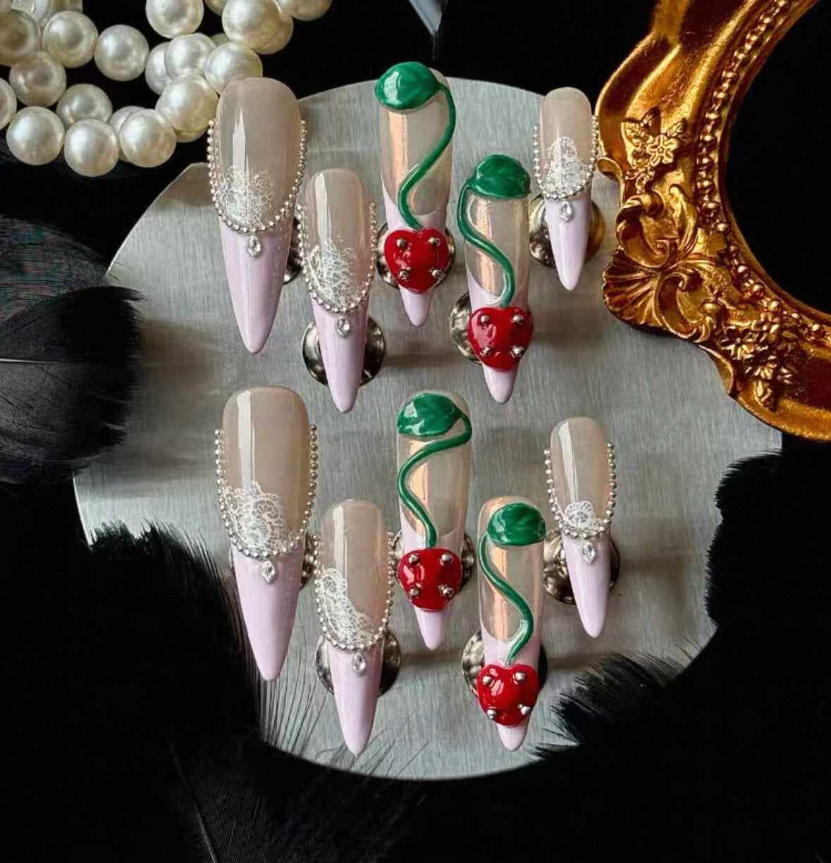 Charme Atelier - Cherry Blossom - Customizable Handcrafted Press On Nails