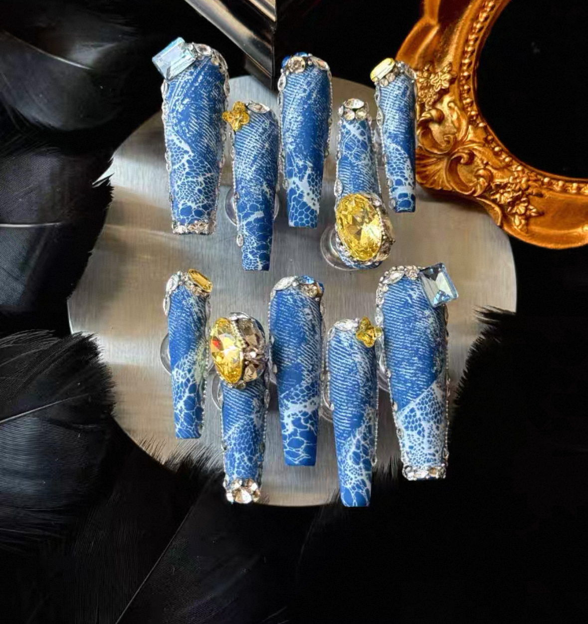 Charme Atelier - Denim Blue - Customizable Handcrafted Press On Nails