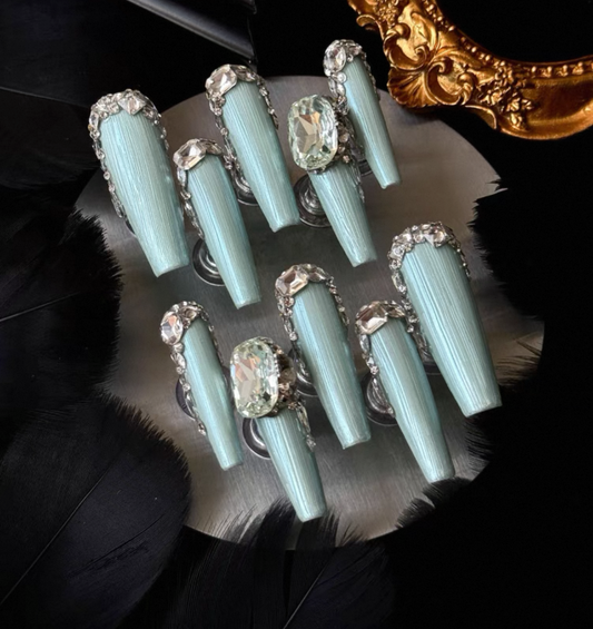 Charme Atelier - Soft Mint Elegance - Customizable Handcrafted Press On Nails