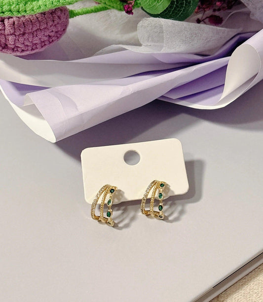 Emerald Elegance Hoop Earrings - Elegant Charme