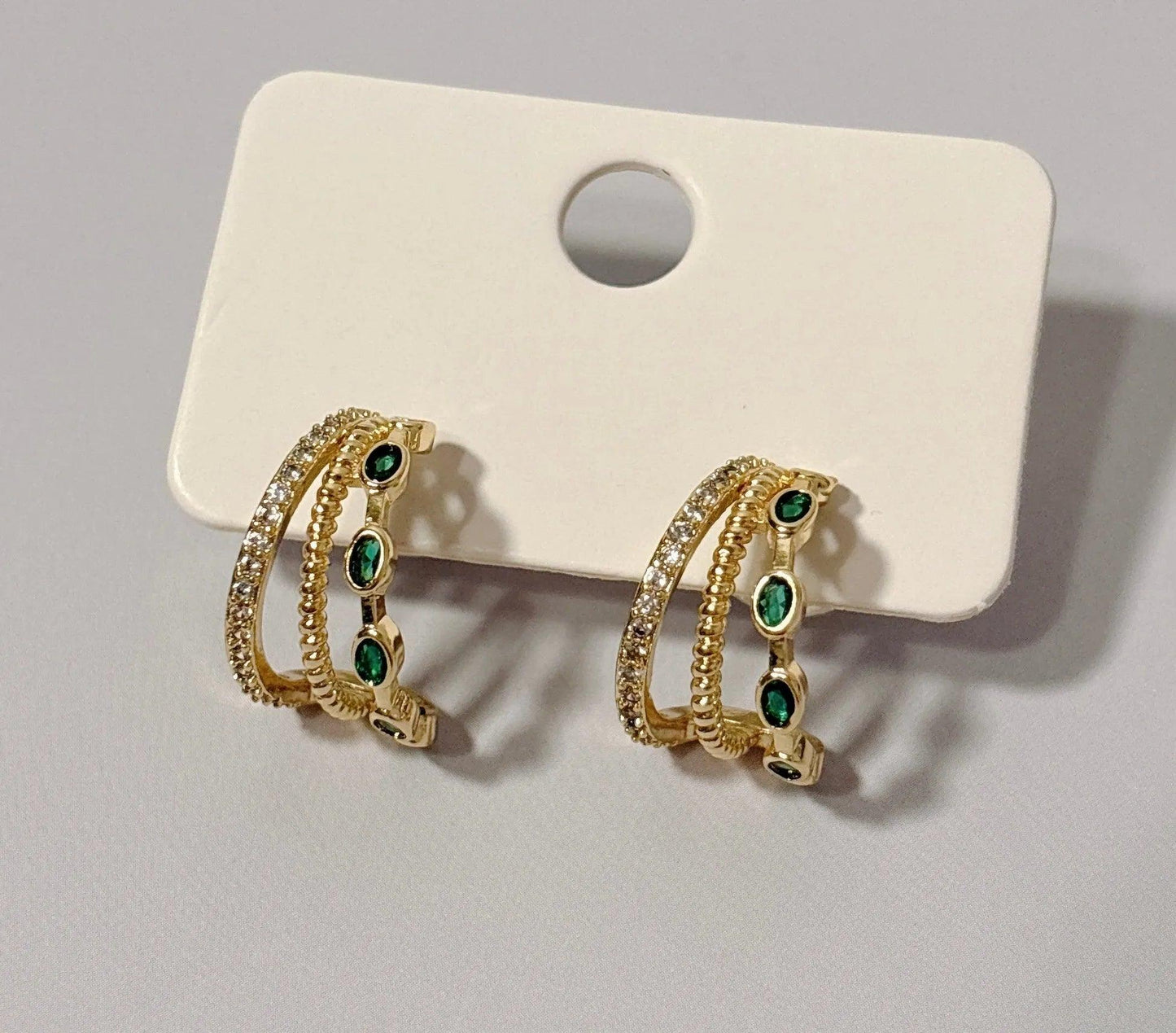Emerald Elegance Hoop Earrings - Elegant Charme