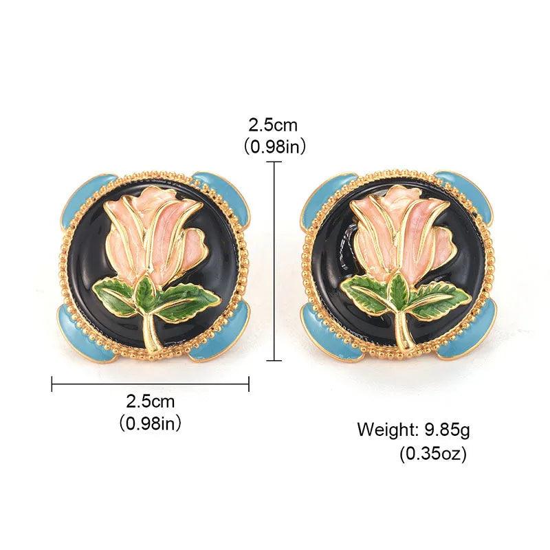 High-end Oil Rose Earrings - Elegant Charme