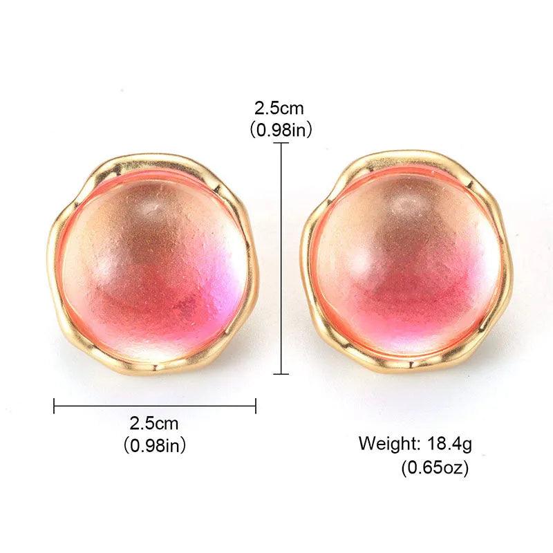 Sand Gold Gradient Pink Honey Stone Earrings - Elegant Charme