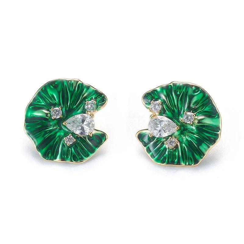 Emerald Petal Earrings - Elegant Charme