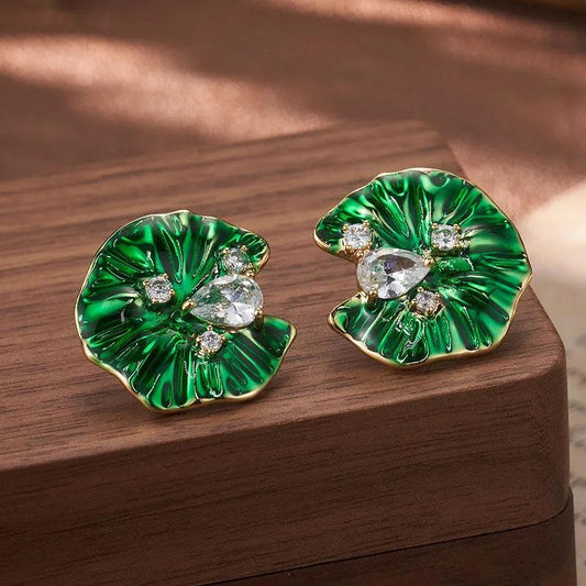 Emerald Petal Earrings - Elegant Charme