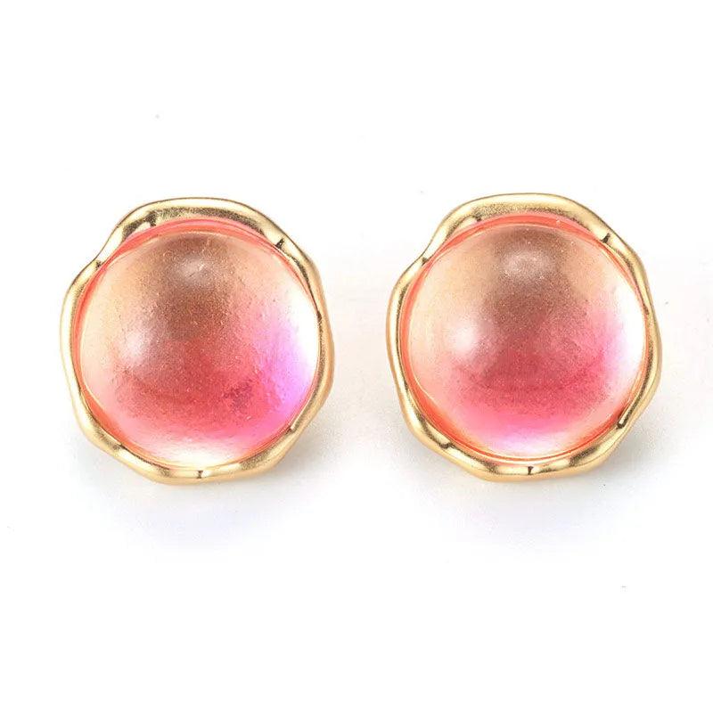 Sand Gold Gradient Pink Honey Stone Earrings - Elegant Charme