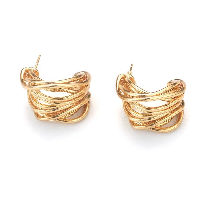 Twisted Gold Cuff Earrings - Elegant Charme