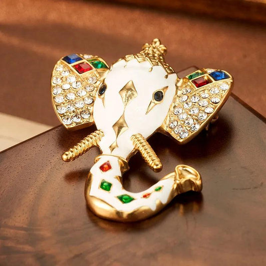 Decorative Elephant Brooch with Crystals and Enamel - Elegant Charme
