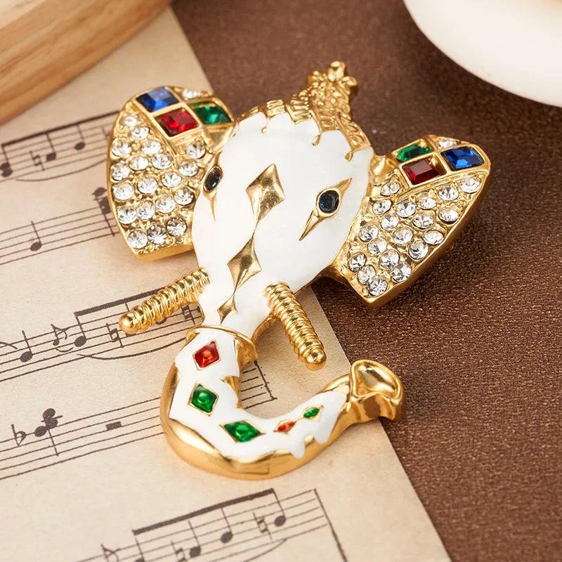 Decorative Elephant Brooch with Crystals and Enamel - Elegant Charme