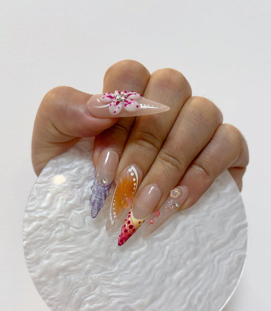 Polka Dot Charm 3D Floral Nail - Elegant Charme