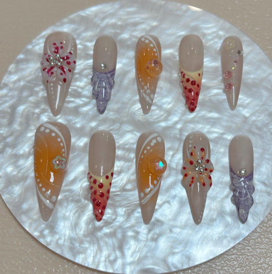 Polka Dot Charm 3D Floral Nail - Elegant Charme