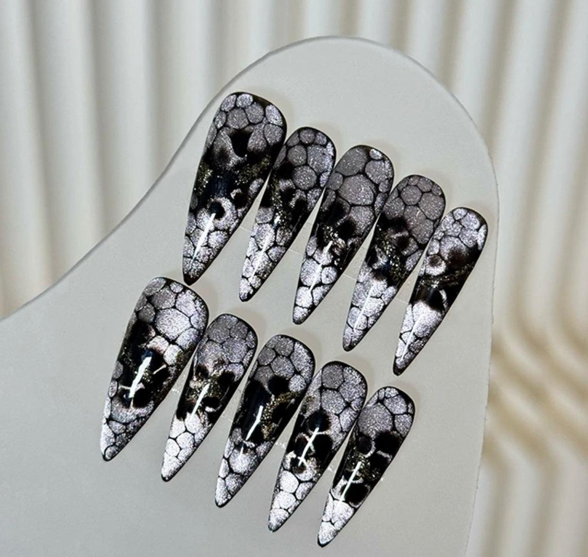 Silver Marble Press On Nail - Elegant Charme