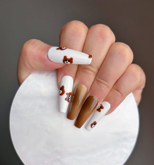 Golden Teddy Press On Nail - Elegant Charme