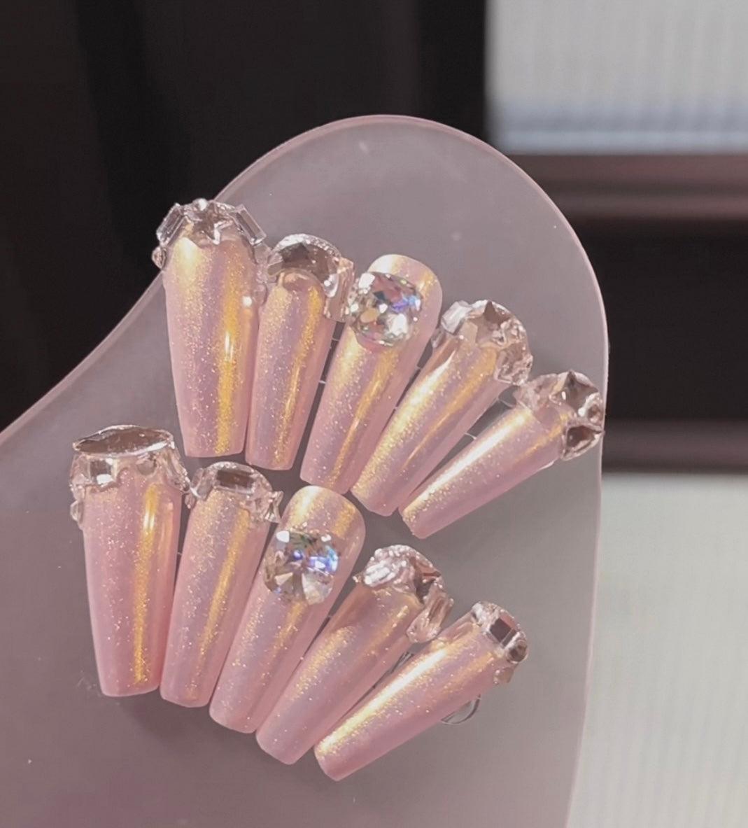 Daily Chic - Soft Pink Shine- Customizable Handcrafted Press On Nails