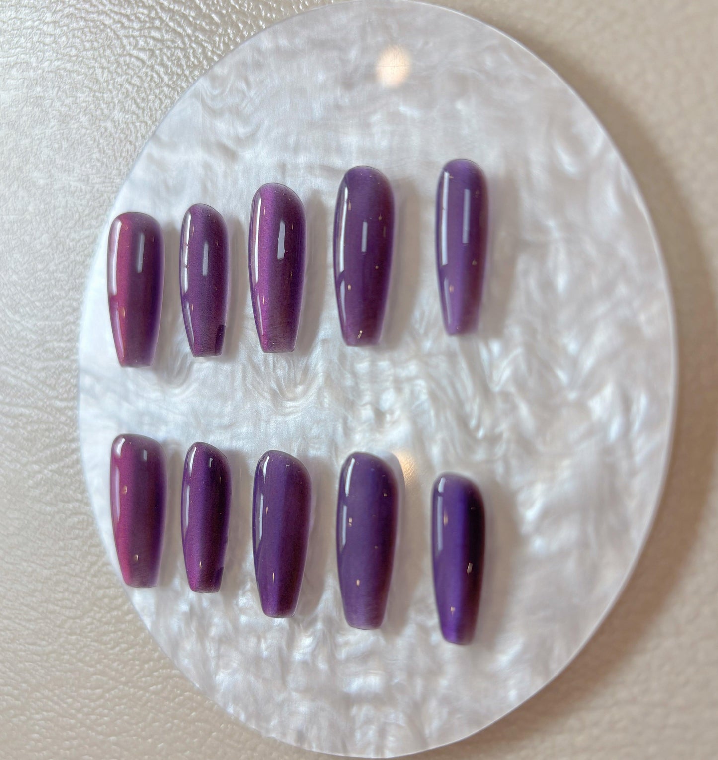 Simply Cat Eye - Deep Blue Purple - Customizable Handcrafted Press On Nails