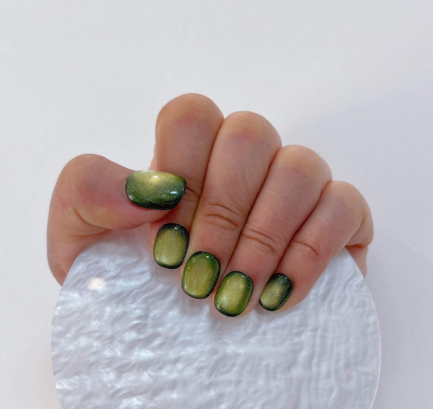 Simply Cat Eye - Green Black Ombre - Customizable Handcrafted Press On Nails