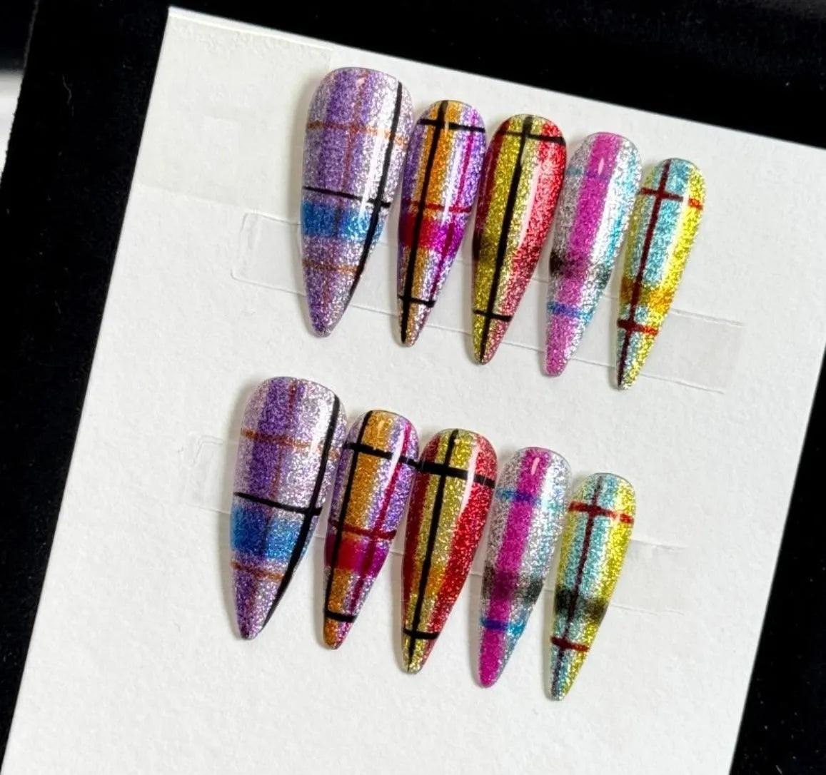 Prismatic Plaid Luxe Nail - Elegant Charme