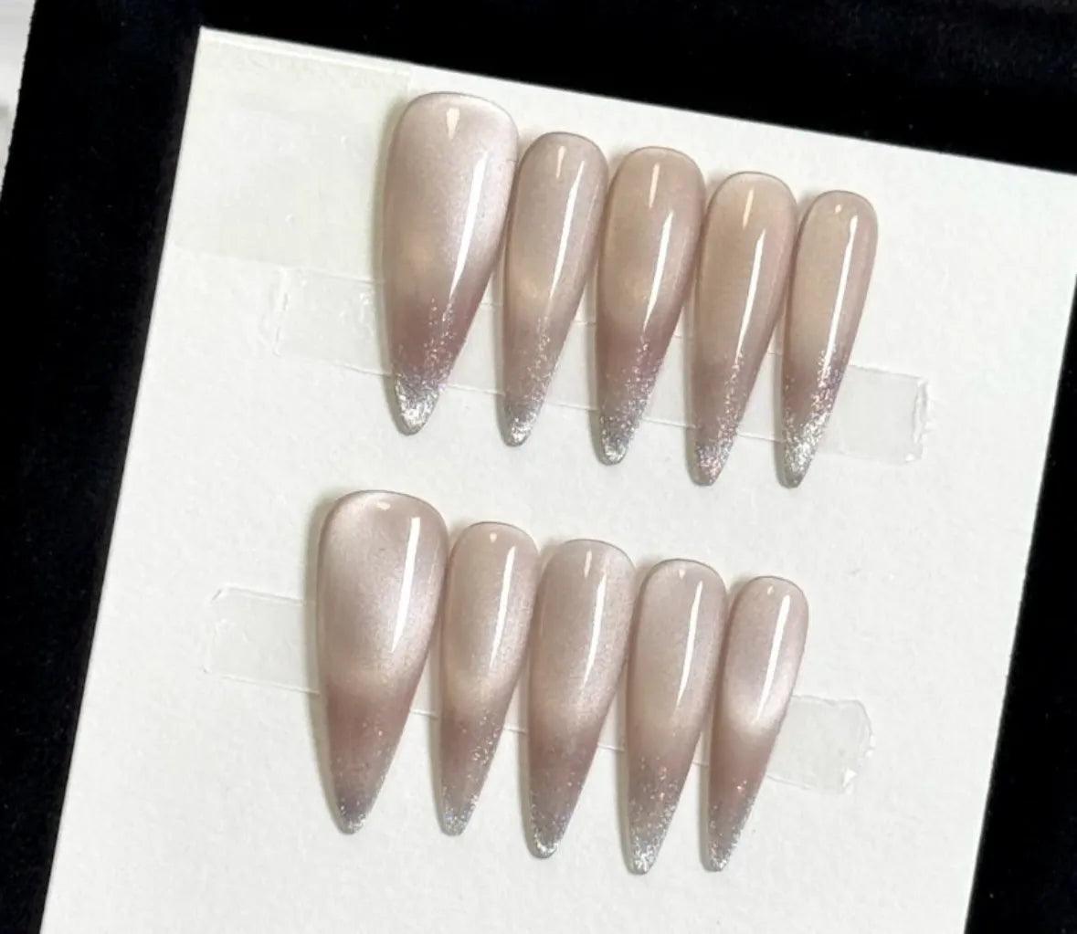 Ethereal Champagne Glitter Nail - Elegant Charme