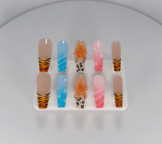 Elegant Touch - Tropical Shades - Customizable Handcrafted Press On Nails