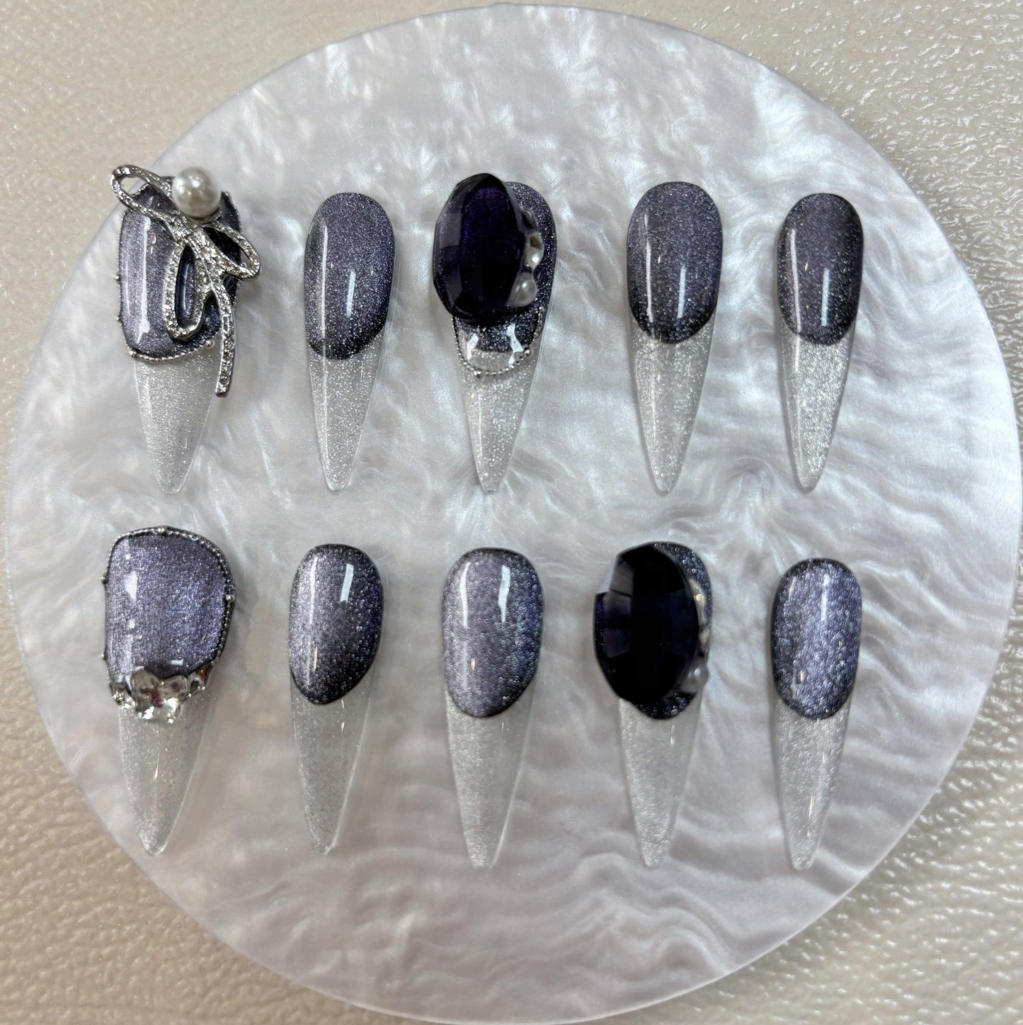 Daily Chic - Purple Sparkle - Customizable Handcrafted Press On Nails