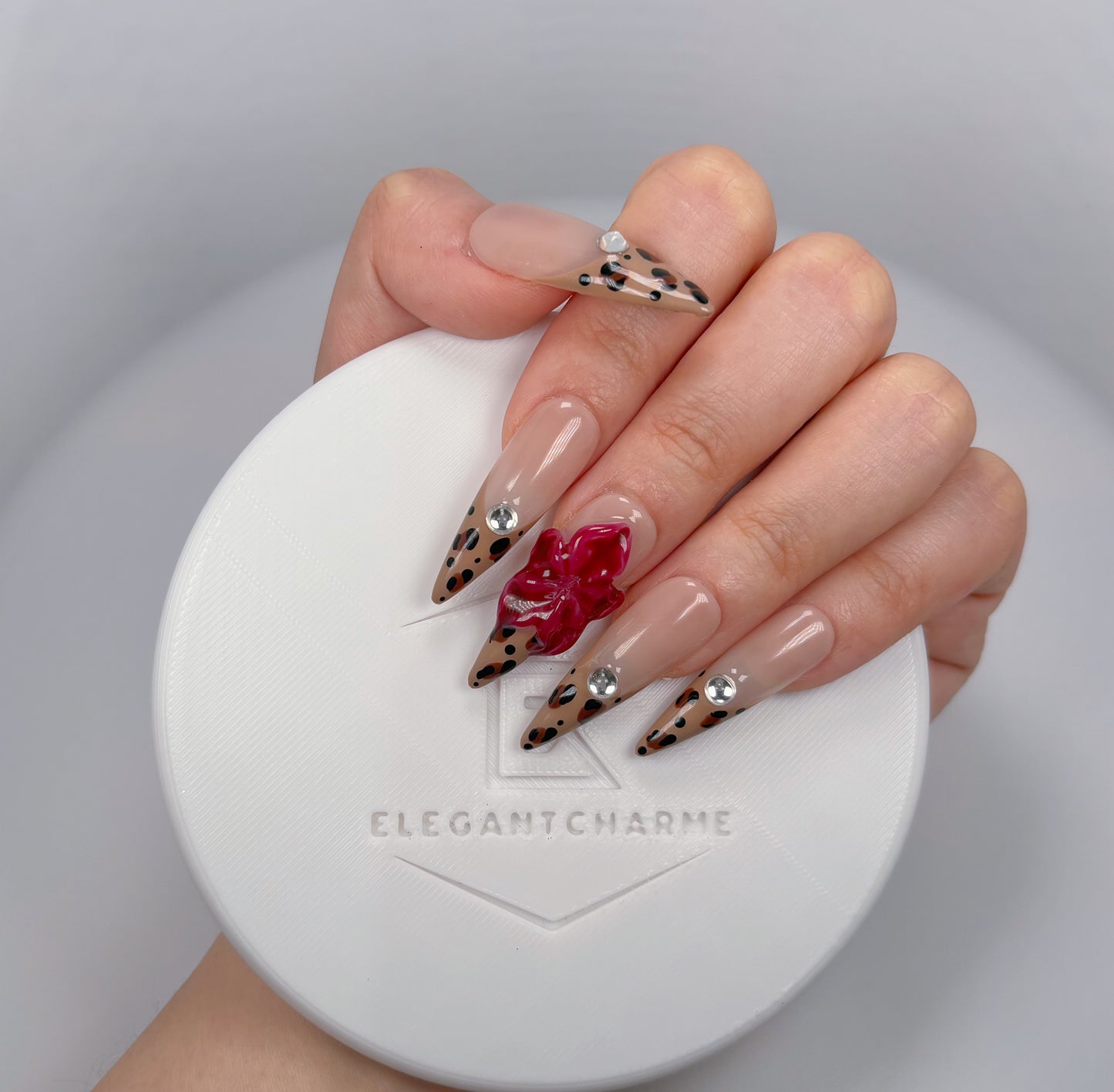 Elegant Touch - Nude & Burgundy - Customizable Handcrafted Press On Nails