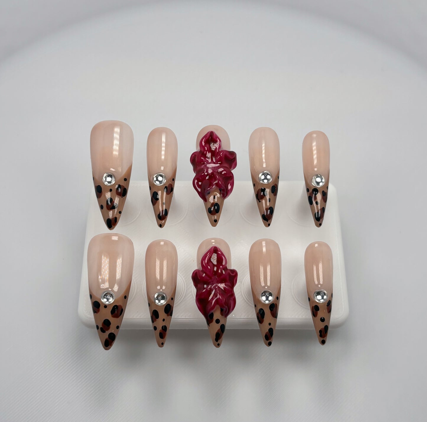 Elegant Touch - Nude & Burgundy - Customizable Handcrafted Press On Nails
