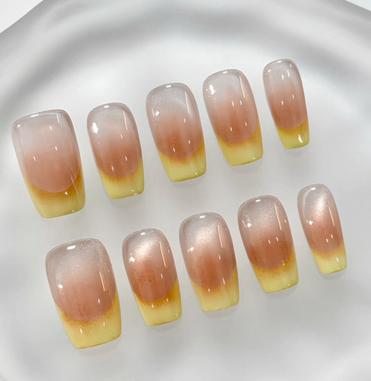 Everyday Cute - Soft Peach Ombre - Customizable Handcrafted Press On Nails