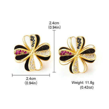 Flower-shaped Rhinestone Earrings - Elegant Charme