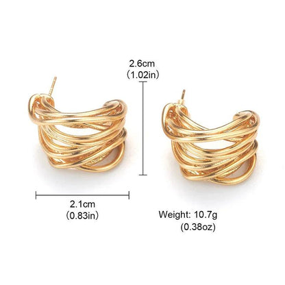 Twisted Gold Cuff Earrings - Elegant Charme