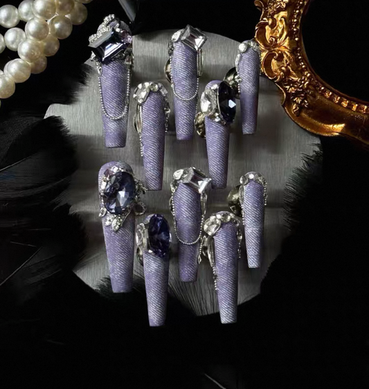 Charme Atelier - Lavender Glam - Customizable Handcrafted Press On Nails