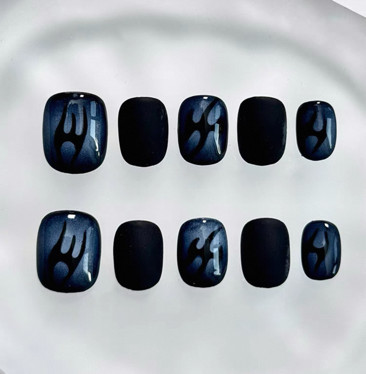 Everyday Cute - Midnight Blue Flame - Customizable Handcrafted Press On Nails