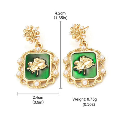 Retro Style Pearl Flower Earrings - Elegant Charme