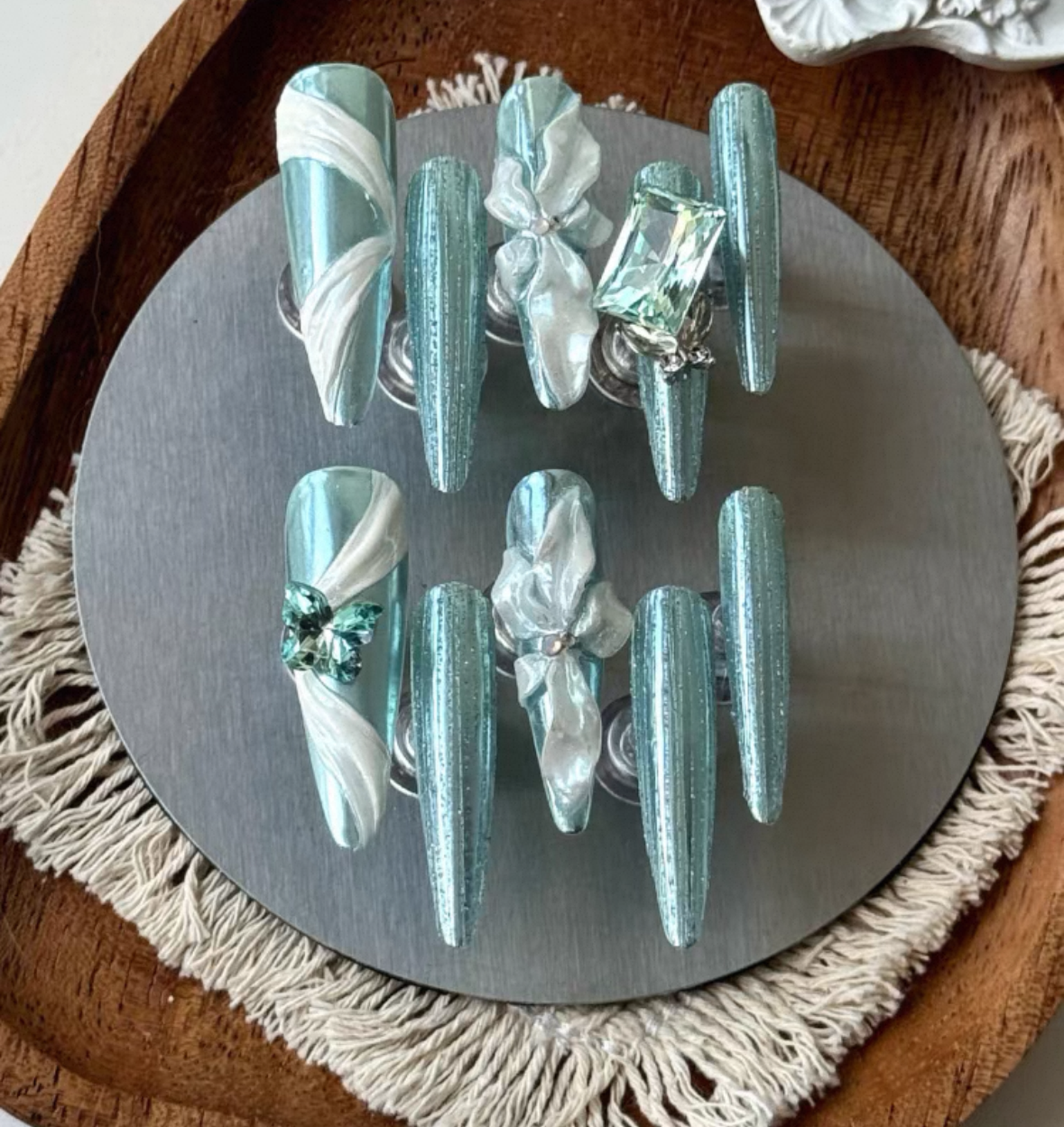 Charme Atelier - Aqua Elegance - Customizable Handcrafted Press On Nails