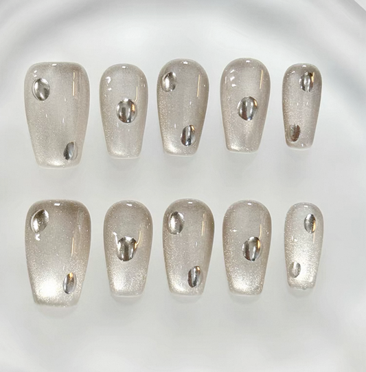 Everyday Cute - Shimmering Silver - Customizable Handcrafted Press On Nails