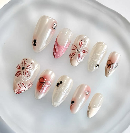 Everyday Cute - Soft Pink Floral - Customizable Handcrafted Press On Nails