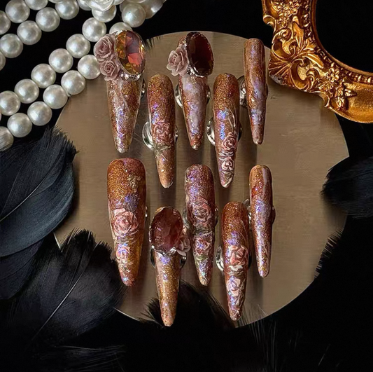 Charme Atelier - Rose Gold Glam - Customizable Handcrafted Press On Nails