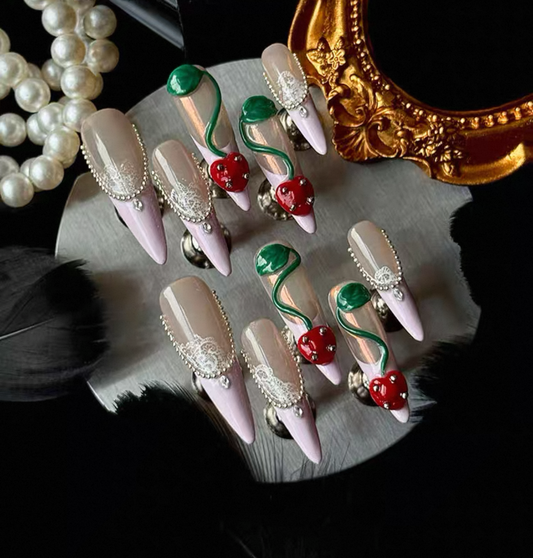 Charme Atelier - Cherry Blossom - Customizable Handcrafted Press On Nails
