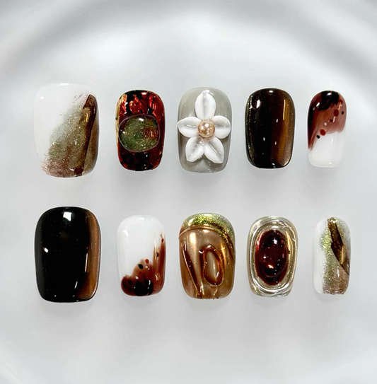 Everyday Cute - Warm Autumn Hues - Customizable Handcrafted Press On Nails