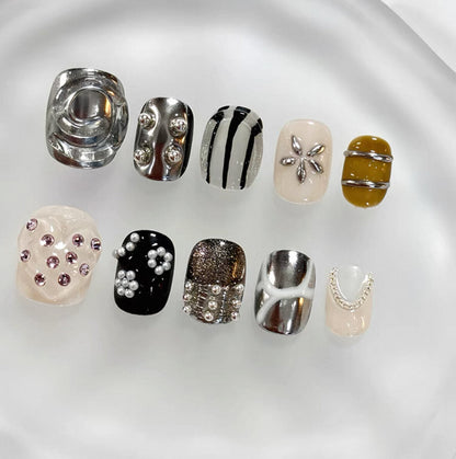 Everyday Cute - Metallic Chic - Customizable Handcrafted Press On Nails