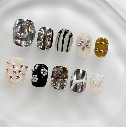 Everyday Cute - Metallic Chic - Customizable Handcrafted Press On Nails