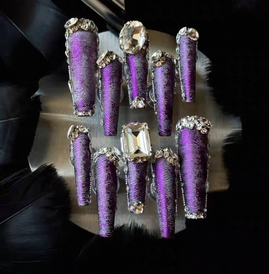 Charme Atelier - Purple Elegance - Customizable Handcrafted Press On Nails