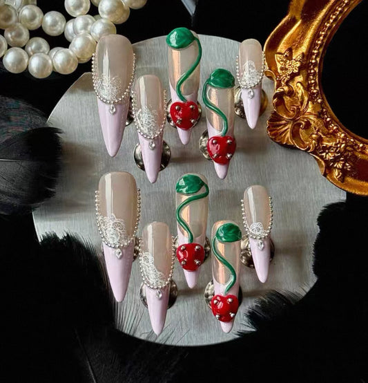 Charme Atelier - Cherry Blossom - Customizable Handcrafted Press On Nails