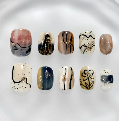 Everyday Cute - Earthy Charme - Customizable Handcrafted Press On Nails