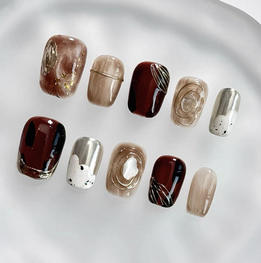 Everyday Cute - Earthy Elegance - Customizable Handcrafted Press On Nails