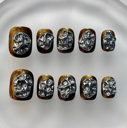 Everyday Cute - Gold and Silver Glam - Customizable Handcrafted Press On Nails
