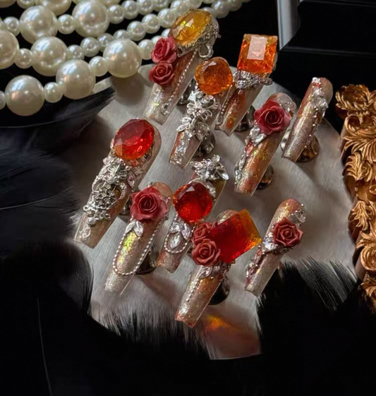 Charme Atelier - Golden Sunrise - Customizable Handcrafted Press On Nails